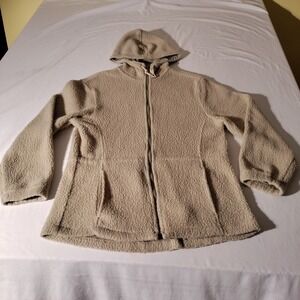 WOOLRICH Full Zip Light Brown Fleece Hoodie Jacket Women's Sz‎ S USA - Imperfect